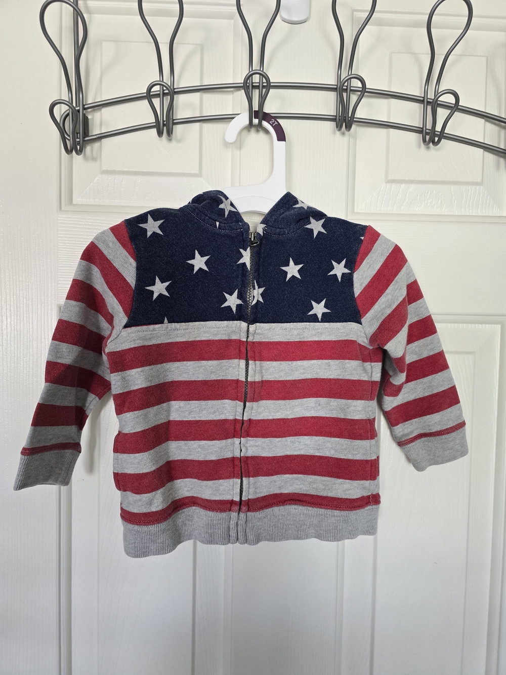OshKosh B'gosh Kids' Zip Hoodie in Navy, Red & Gray Stars and Stripes